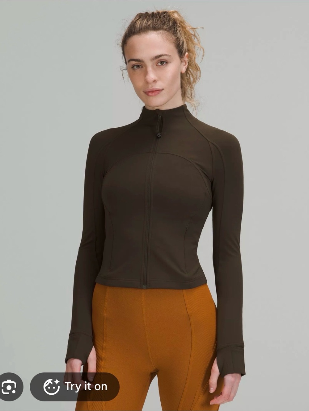 Lululemon Nulu cropped align jacket, olive green
